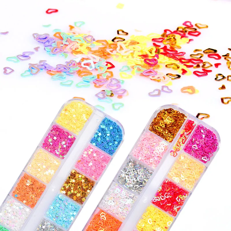 12 ячеек/комплект блестки для ногтей|Стразы и украшения| |