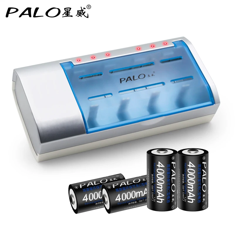 Зарядное устройство PALO для аккумуляторов 1 2 в Ni-MH Ni-cd AA/AAA/SC/C/D/9 В + 4 аккумулятора
