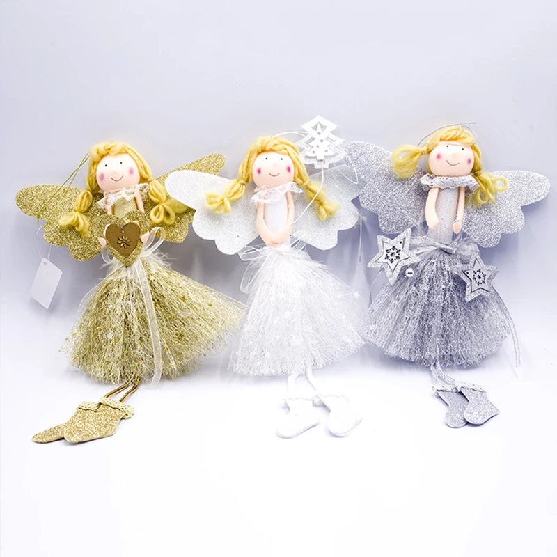 Рождественские украшения тканевая сетка новогодние куклы кулоны ангелы детские