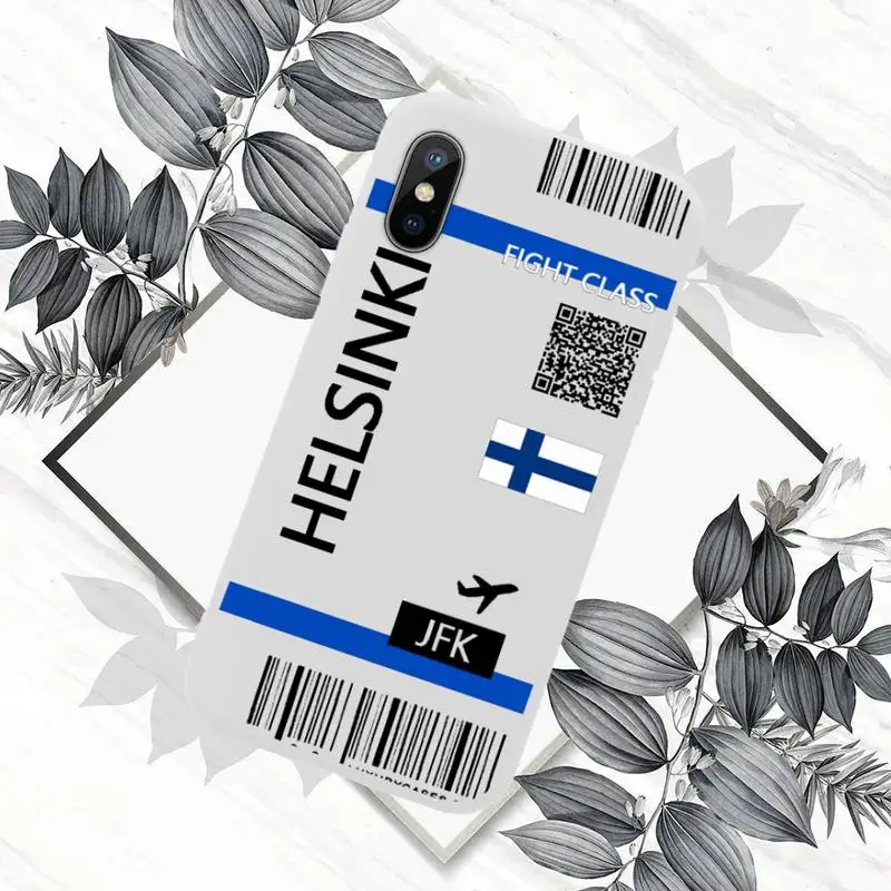 

design Cute FIRST CLASS PLANE TICKET Phone Case Candy Color for iPhone 6 7 8 11 12 s mini pro X XS XR MAX Plus
