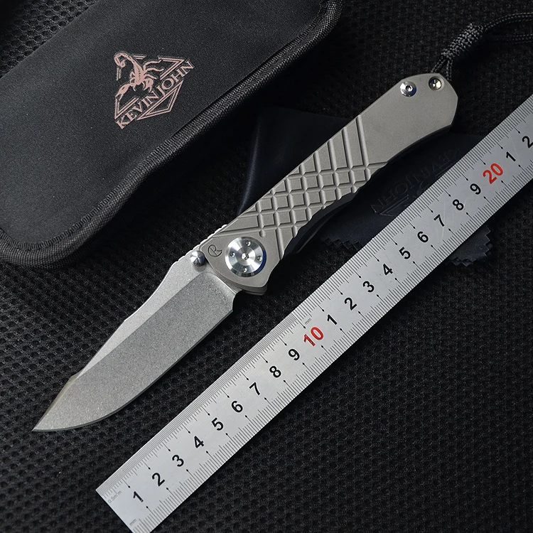 

Kevin john CR Umnumzaan m390 folding knife with titanium handle for camping, hunting, survival, pocket, kitchen, fruit knives, E