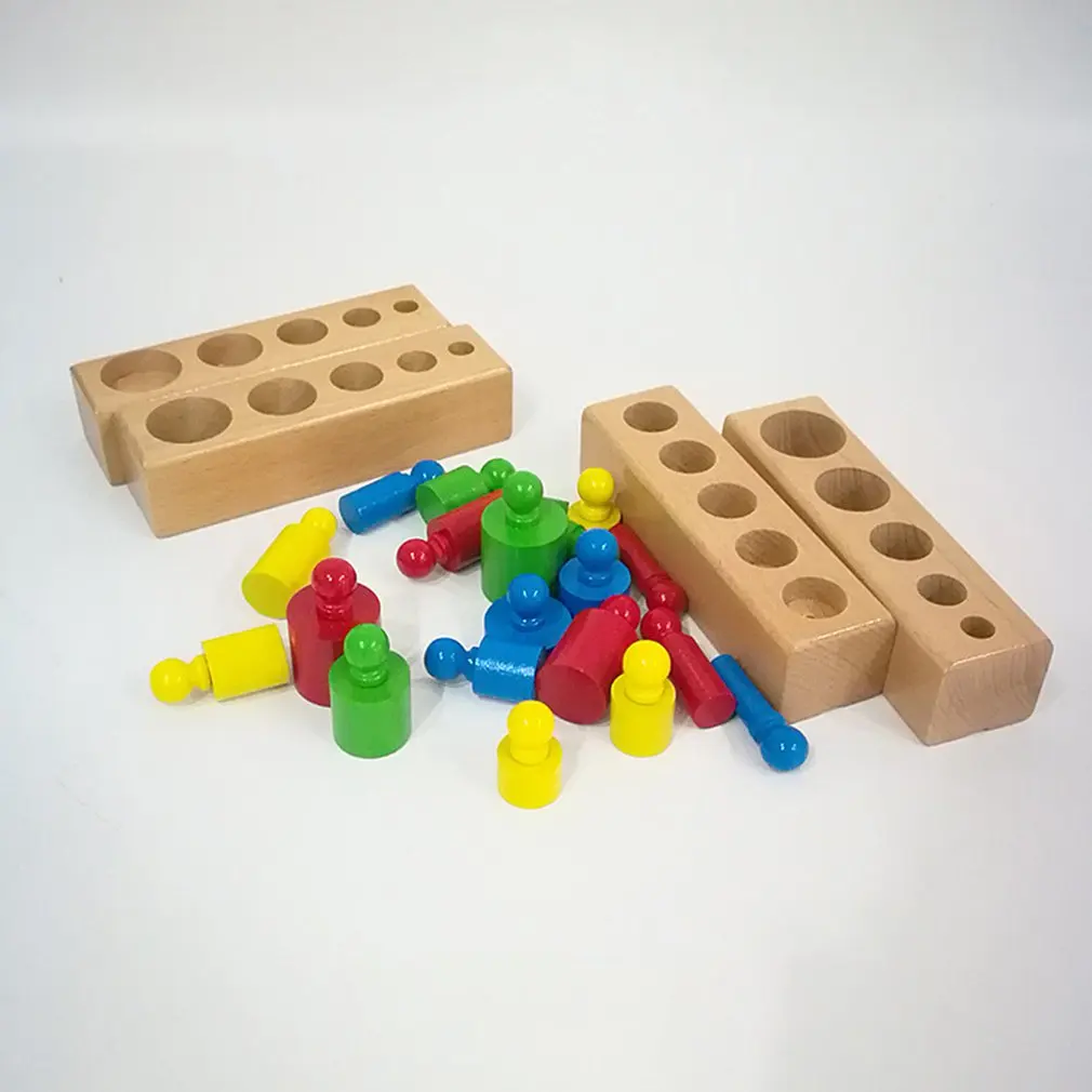 

Montessori Cylinder Socket Puzzles Toy Development Practice And Senses Preschool Educational Wooden Toys For Children