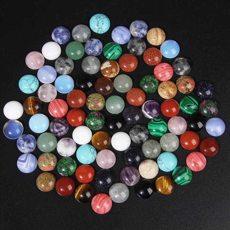 

Colorful 14mm Cabochon Natural Stones Round Agates Loose Beads Cabochon Cameo Fit DIY Ring Earrings Bracelet for Jewelry Making