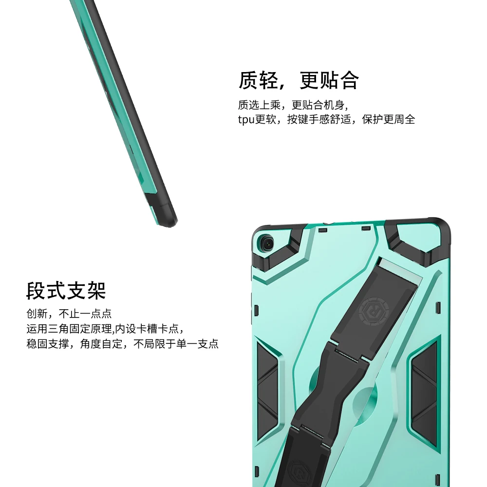 

For Samsung Galaxy Tab A 10.1 Case 2019 T510 T515 Shockproof Armor TPU+PC Portable Hand Strap Stand Tablet Cover