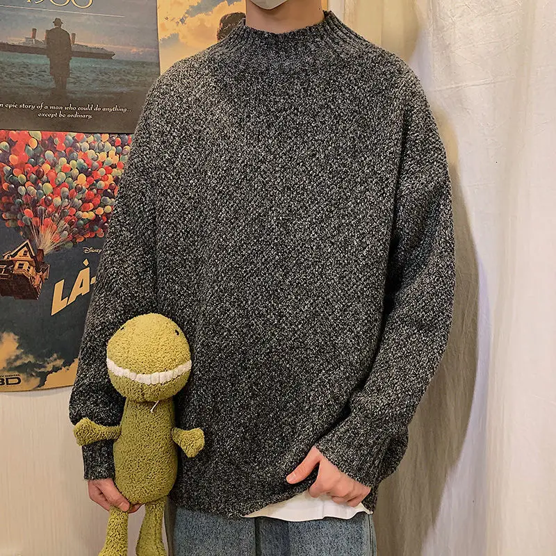 

Зимние мужские однотонные Утепленные Пальто, кашемировый свитер с высоким воротником, повседневные шерстяные пуловеры, 5 цветов, вязаные ...