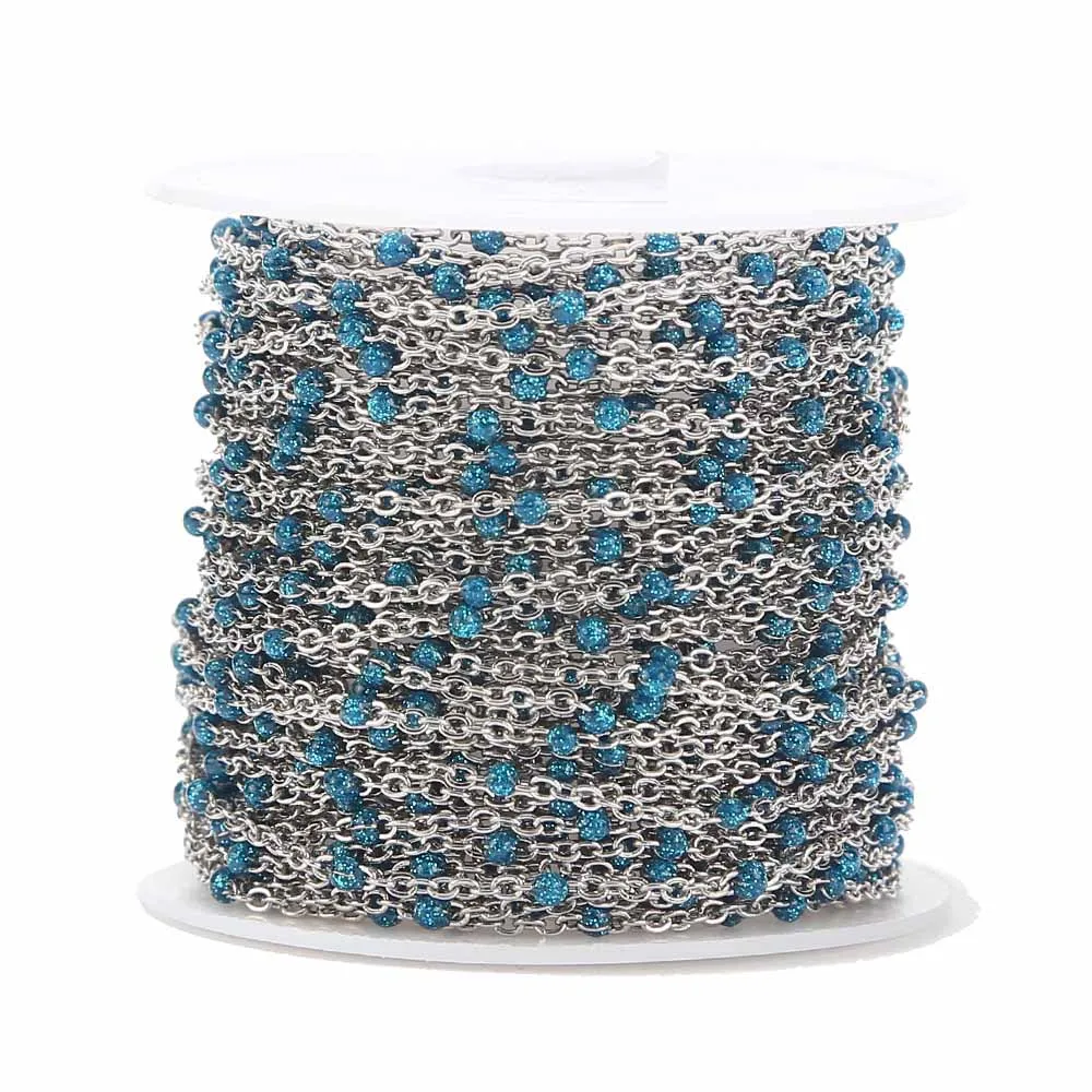 Enamel Sparkle Blue Эмалированная нержавеющая сталь Креста цепи 2 мм черный/белый/красный/розовый Молитвенные Четки цепи для Цепочки и ожерелья DIY Модные украшения Аксессуары - Цвет: Enamel Sparkle Blue