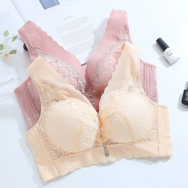 

The new 2020 bra sexy underwear bra together small chest female in thick cotton gather no rims bra