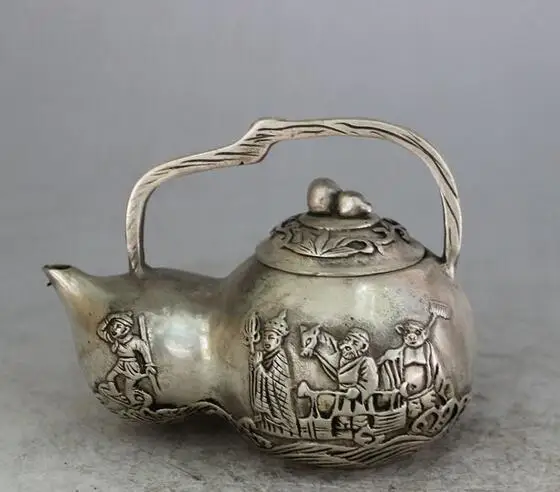 

Pure copper copper reliefs gourd shape antique teapot do old collections