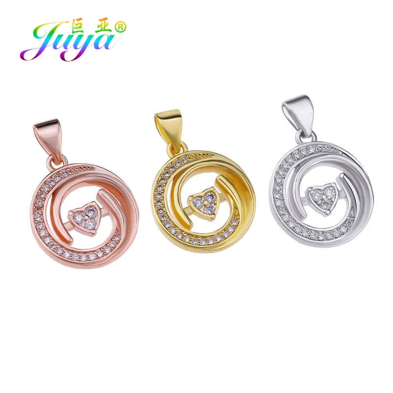 Juya Micro Pave Циркон золото/серебро/розовое золото Любовь Подвеска в виде сердца поставки для женщин модные ювелирные изделия