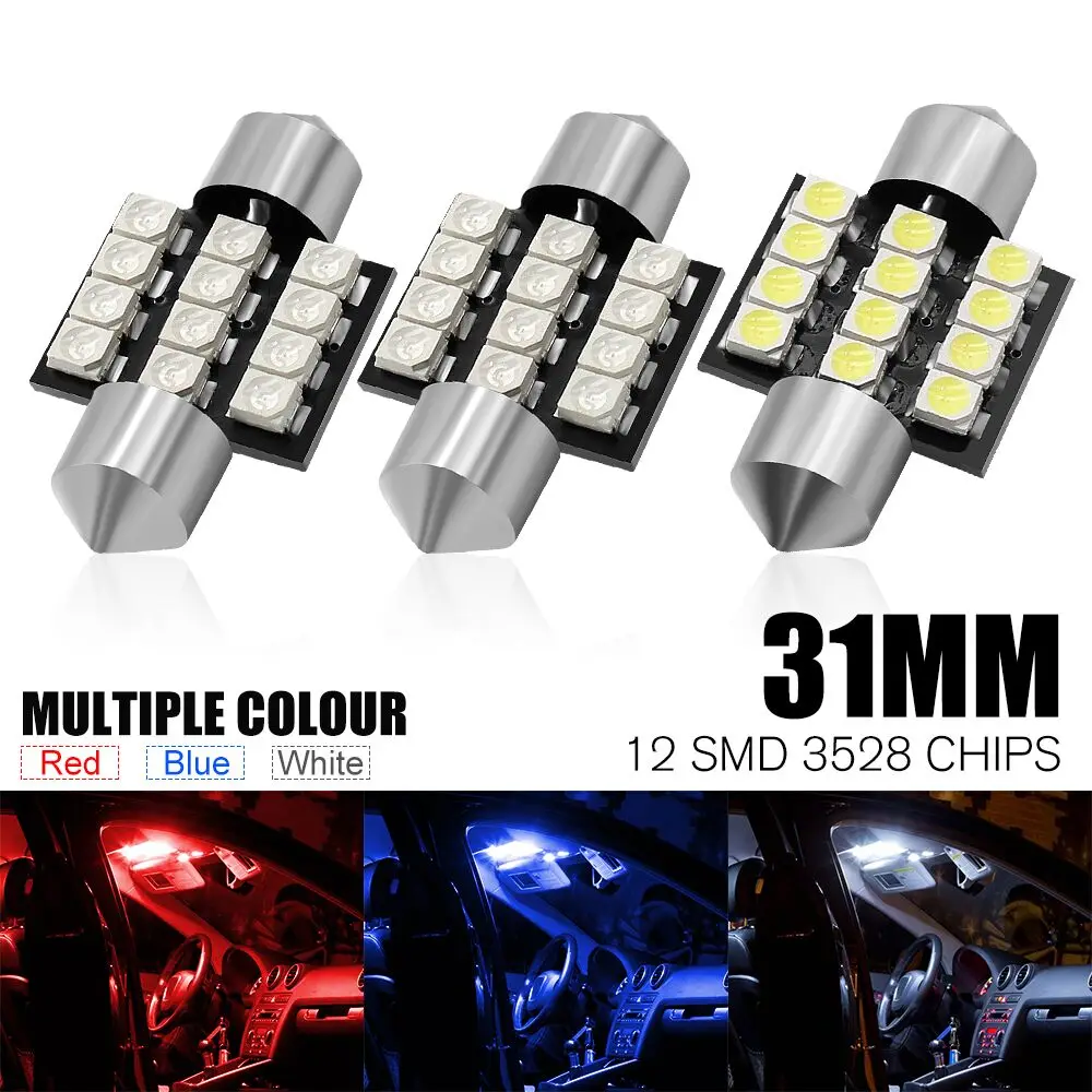 10 шт. гирлянда DE3022 DE3175 CANBUS 12 SMD 3528 Светодиодный лампы 31 мм белый лампа для авто