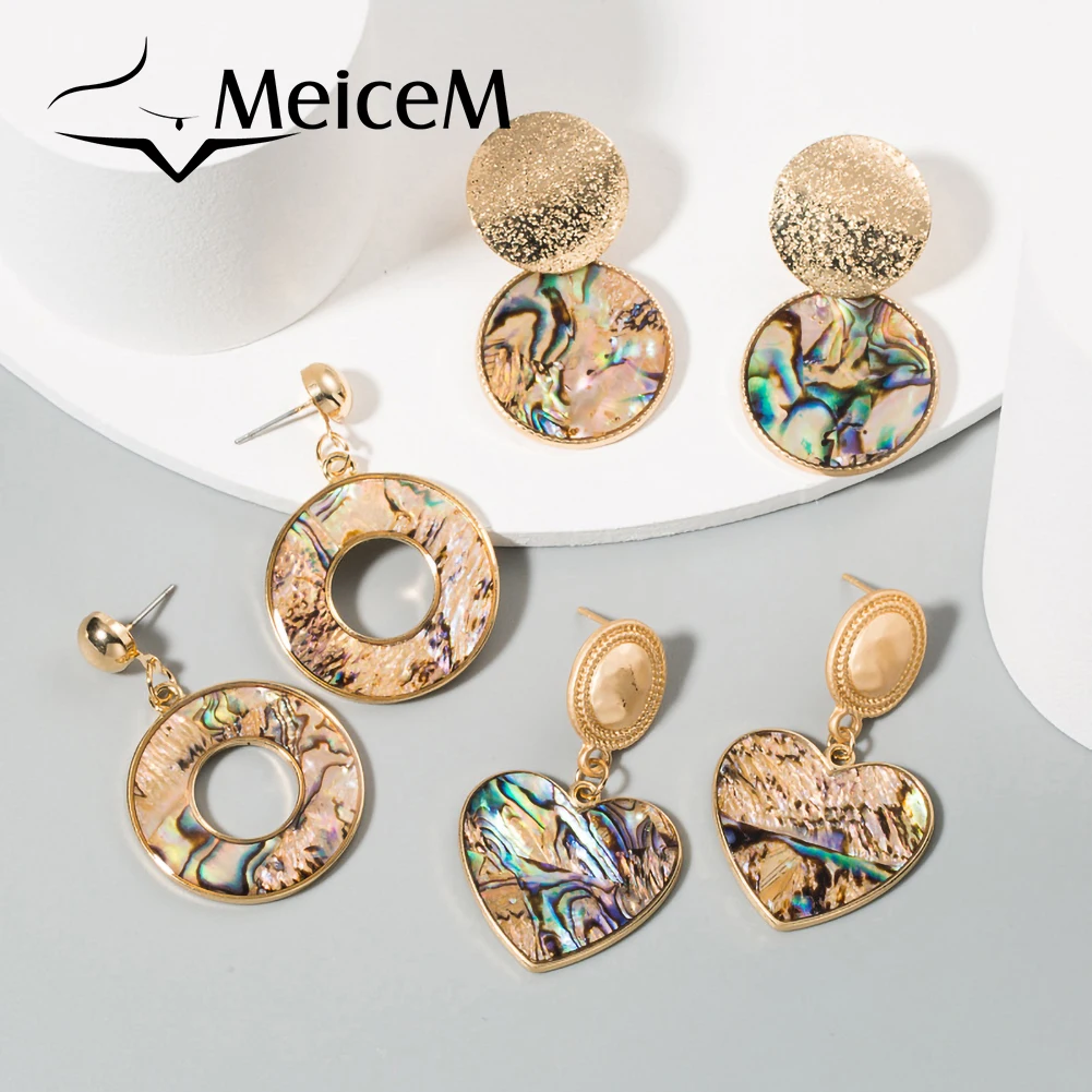 

Fashion Trendy Quicksand Colorful Earrings For Women Jewelry Fashion Statement Geometric Heart-shaped Round Earrings Accessories