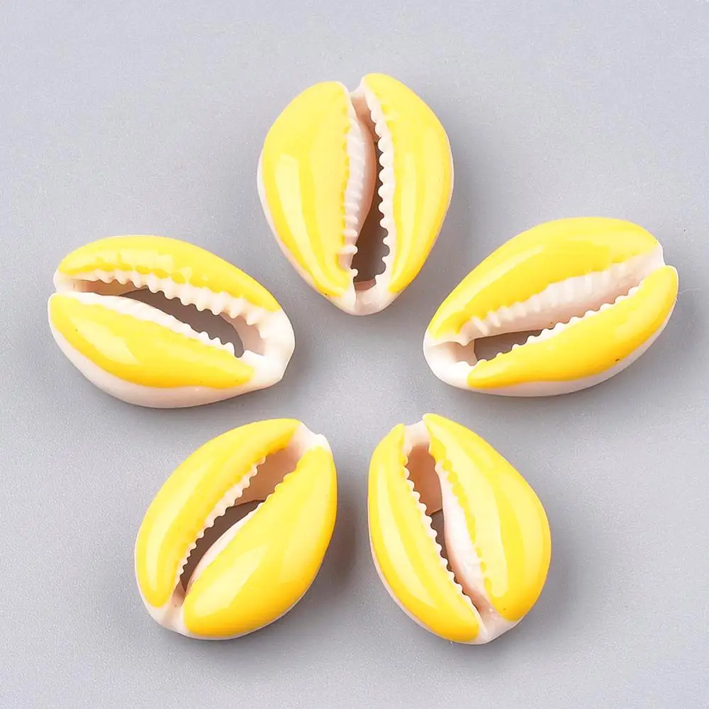 100 шт эмалированные бусины в виде раковины Cowrie без отверстий натуральные для