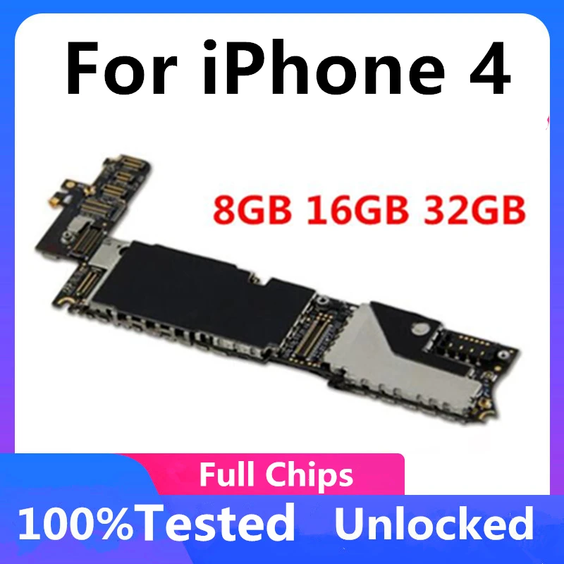 Factory Unlocked for iphone 4 4S Motherboard with IOS System Original unlocked 8GB /16GB /32GB Mainboard Full Chips | Мобильные