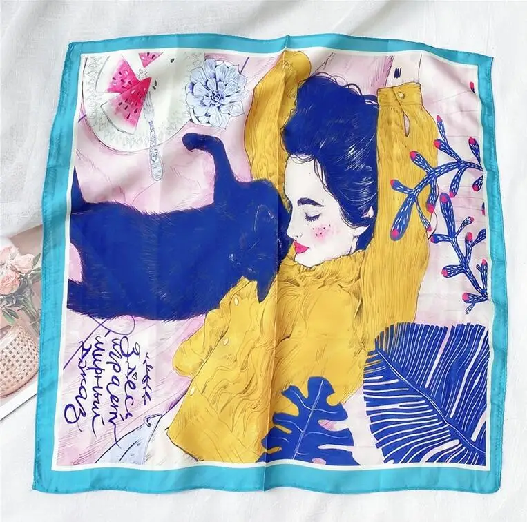 Hijab настоящая зимняя и летняя живопись тонкие маленькие квадраты женские