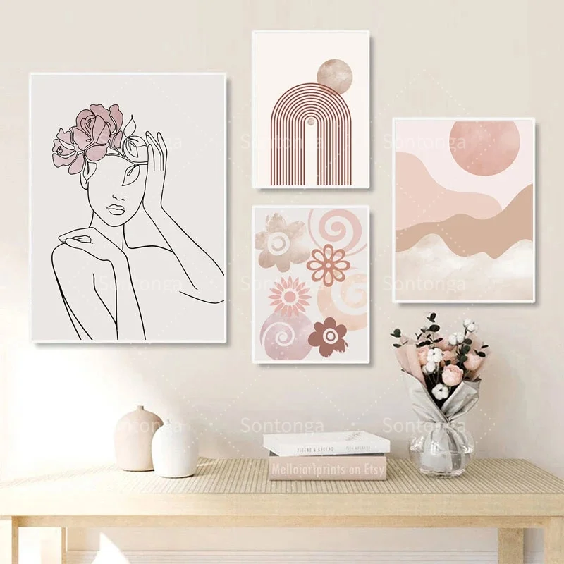 Абстрактная Настенная картина среднего века с изображением девушки и лица