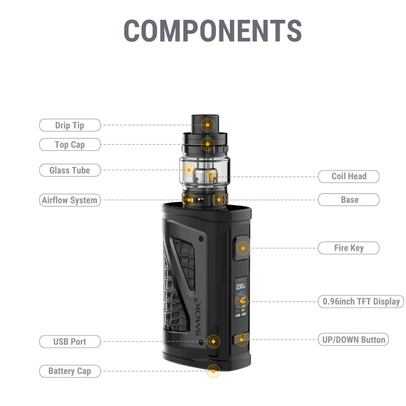 SMOK оригинальная электронная сигарета SCAR-18 230 Вт бокс мод для вейпа с TFV9 tank и V9