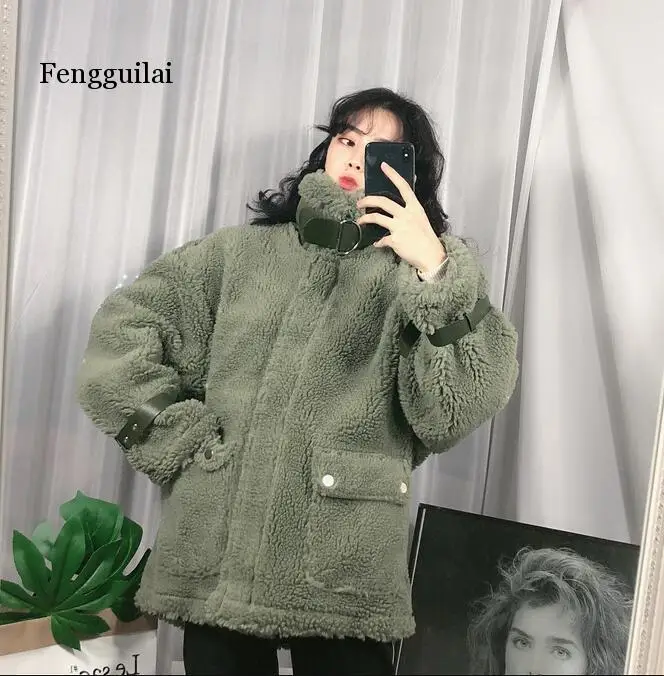

Winter Thick Trendy Big Size Jackets For Women Warm Faux Lambs wool Women's Jackets Pocket Long Sleeve Ladies Jacket Outerwear