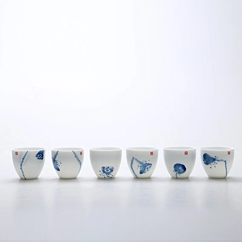 Ручной работы Керамика ручной росписью синий и белый фарфор кунг фу чашки