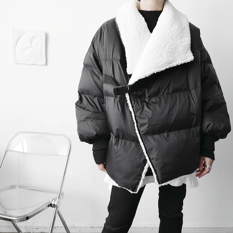 

Autumn Winter Men's Korean Fashion Loose Casual Short Faux Fur Lamb Collar Cotton Coat Man Women Streetwear Vintage Warm Jacket