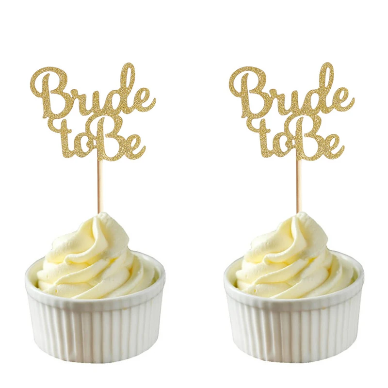 10 шт. Блестящий золотистый Серебристый Команда Невесты быть алмазным торт Топпер