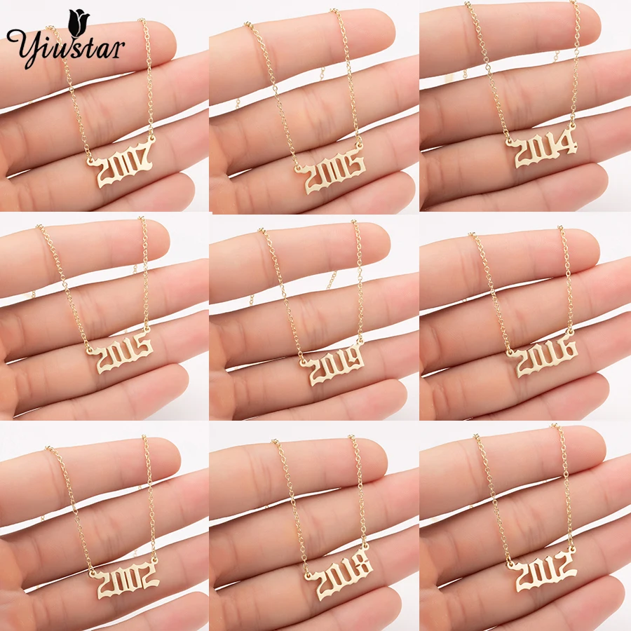 

Ожерелье Yiustar с подвеской в виде цифры года, мужское колье из нержавеющей стали и золота на заказ, подарок на день рождения 2009, 2011, 2019, 2009, 2019