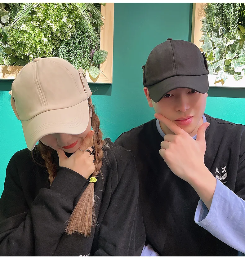 

2021 New Lady Couples Cap Men's and Women's Baseball Cap Flanged Pure Color Fashion Simple Summer Korean Sunshade Hat