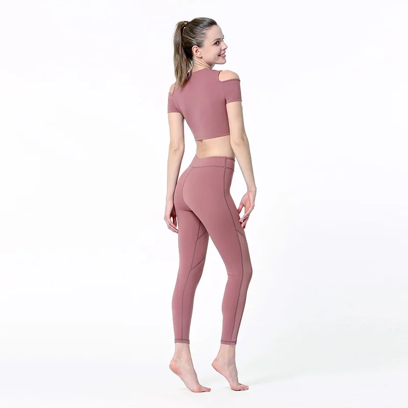 

Women Sports T-shirt Hollow Out Crop Tops Slim Yoga Shirts Short Sleeve Fitness Running Shirt Quick Dry Gym Workout Midriff Tops
