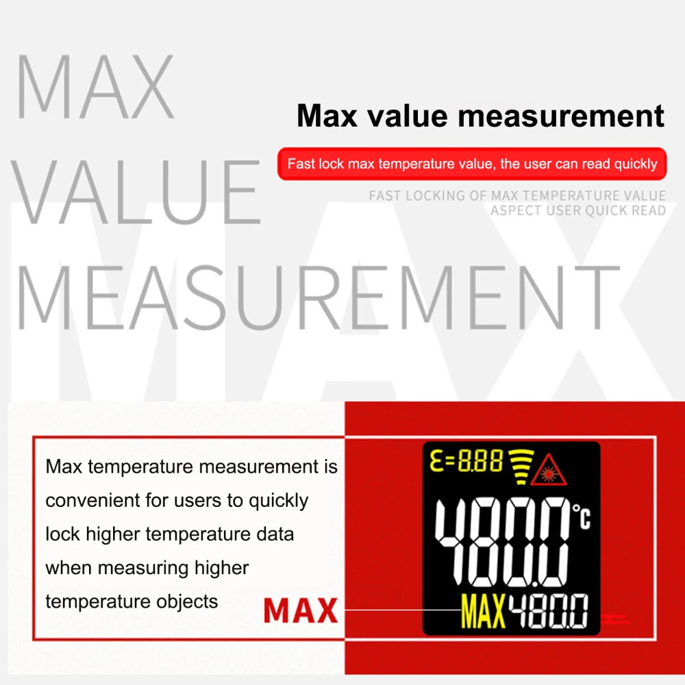 

LCD Laser Pyrometer Infrared IR Thermometer Temperature Measuring Electronic Equipment IR TA601C Non-Contact Device