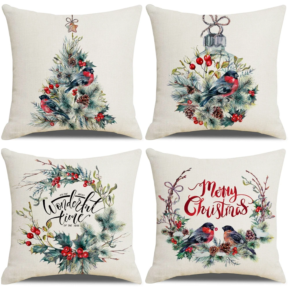 Чехол для подушки с надписью &quotMerry Christmas&quot &quotСанта-Клаус&quot &quotЛось&quot