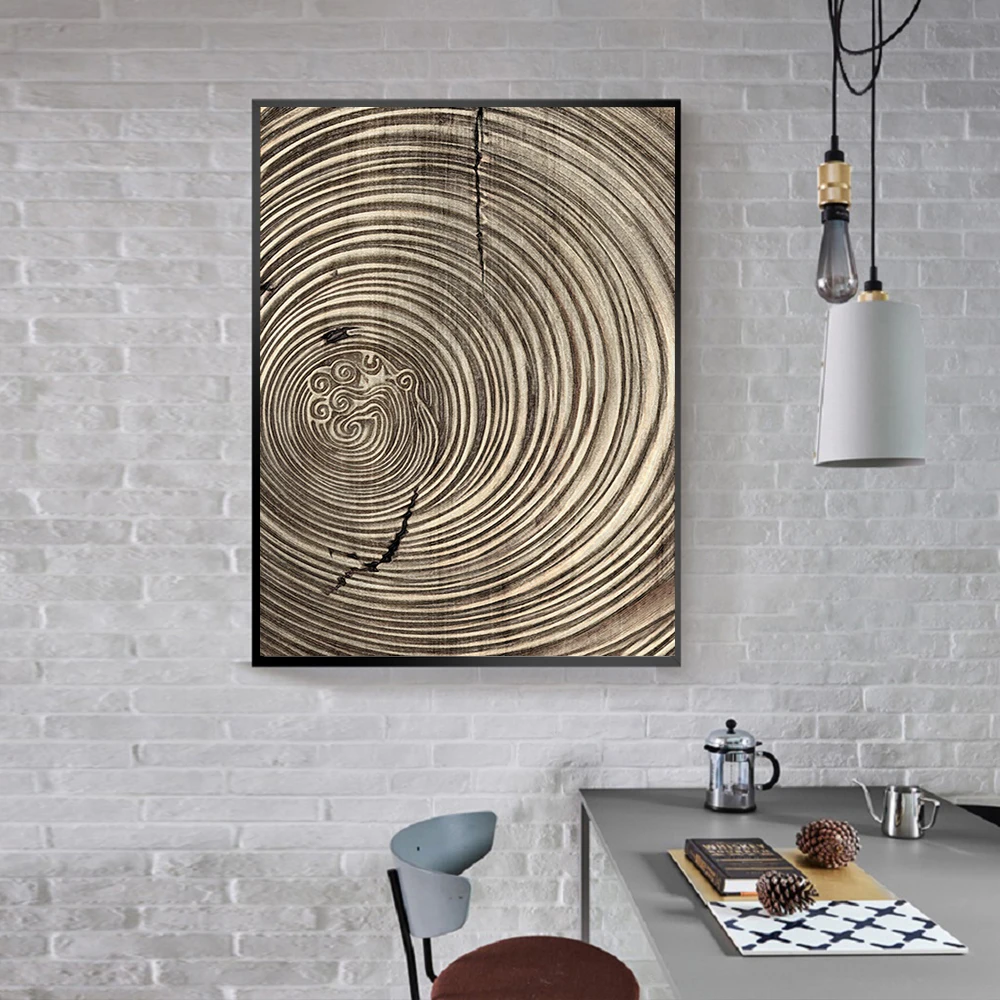 

Wood Grain Annual Rings Abstract Circle Canvas Nordic Poster Art Wall Printings Abstract Painting Modern Picture for Living Room