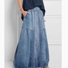 Женская джинсовая юбка, с высокой талией, свободная, эластичная, повседневная, летняя