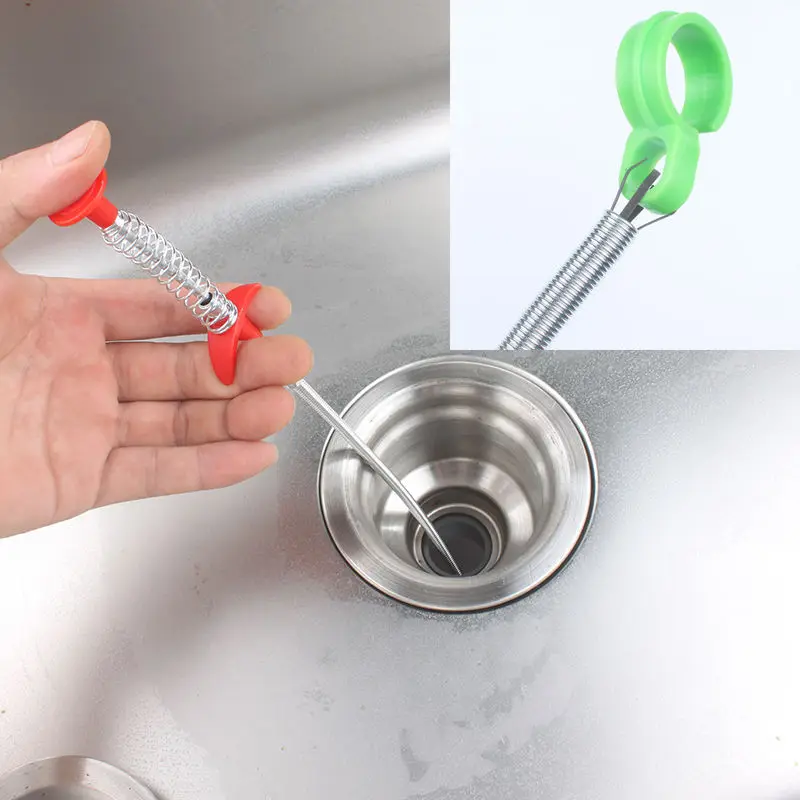 

60cm Sink Cleaner Sewer Dredging Tool Kitchen Drain Snake Spring Pipe Dredging Tool Unblocker Drain Clog Tube Hair Cleaner Hook