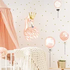 Воздушный шар Корона Фламинго наклейки на стену DIY Птицы Животные золотые точки наклейки на стену для детской комнаты детская спальня детский Декор для дома