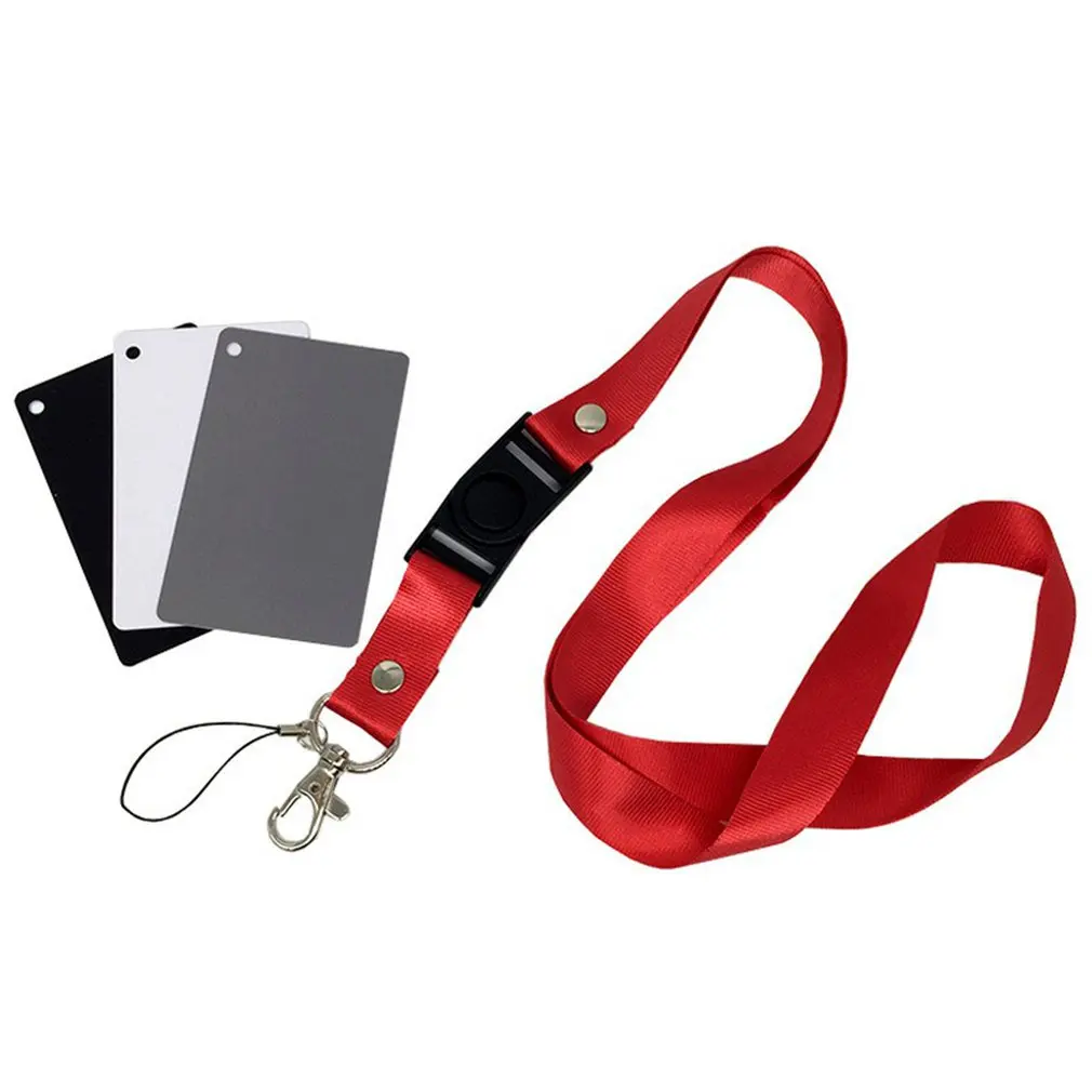 

Digital Camera 3 in 1 Pocket-Size White Black Grey Balance Cards 18percent Gray Card with Neck Strap for Digital Photography DSL