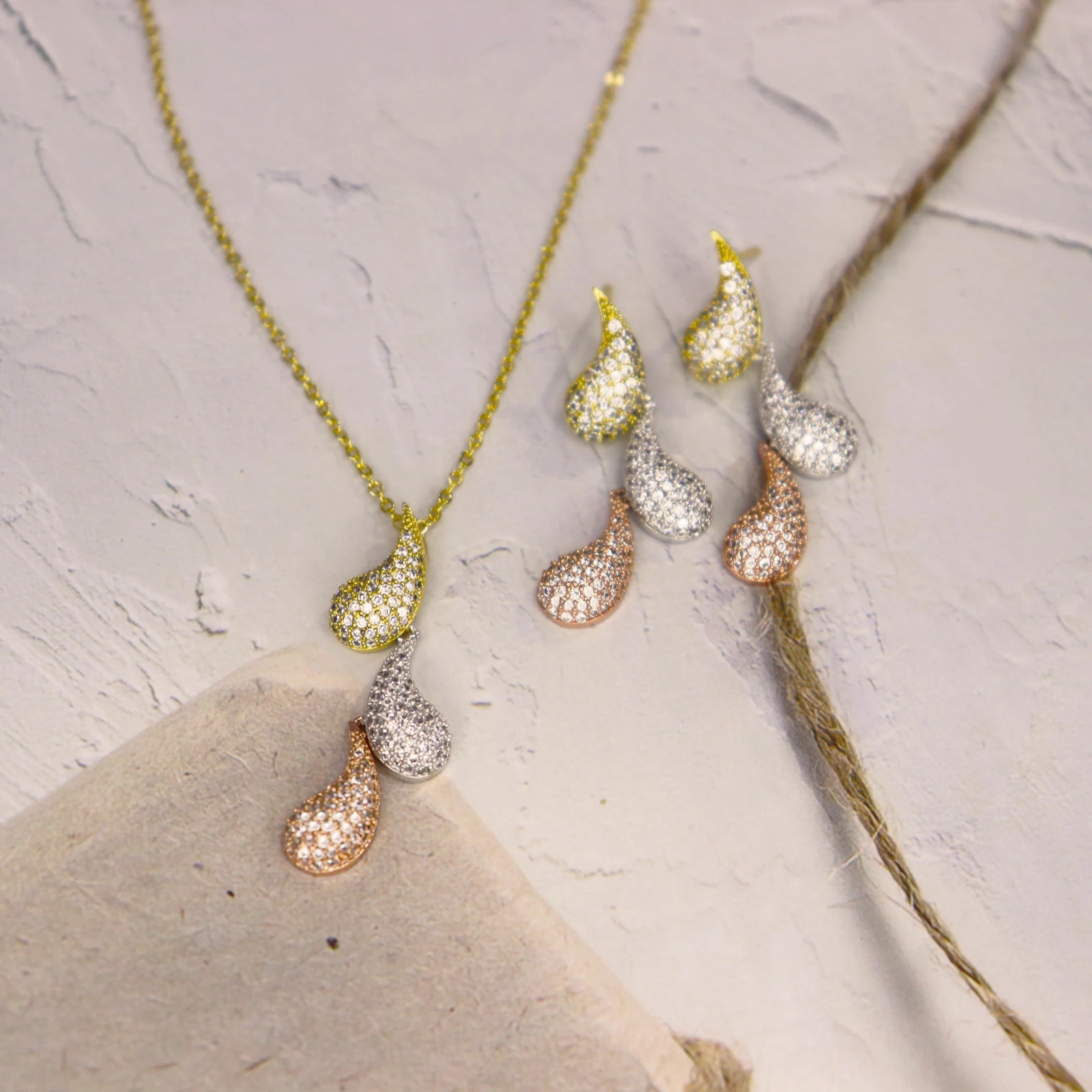 Классический роскошный модный комплект ювелирных изделий из трех цветов