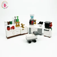 moc figures city kitchen educational building blocks toys coffee machine cupboard water dispenser compatible diy model bricks