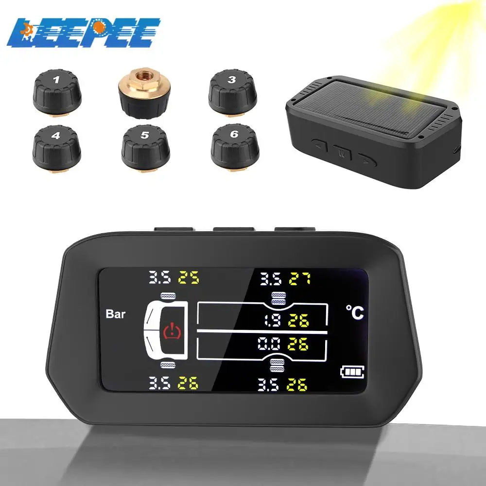 

Light Truck Car TPMS Tyre Pressure Monitoring System 6 Tires Digital LCD Display Freight External Sensor Security Alarm Systems