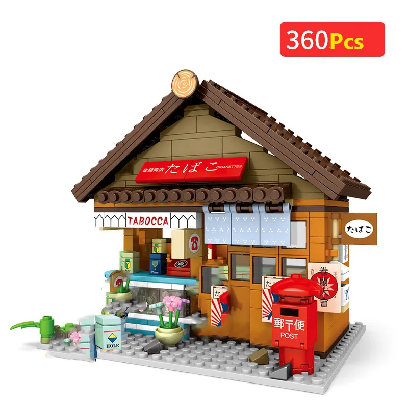 Японский город улица сцена серия магазин одежды цветочный удобный строительные