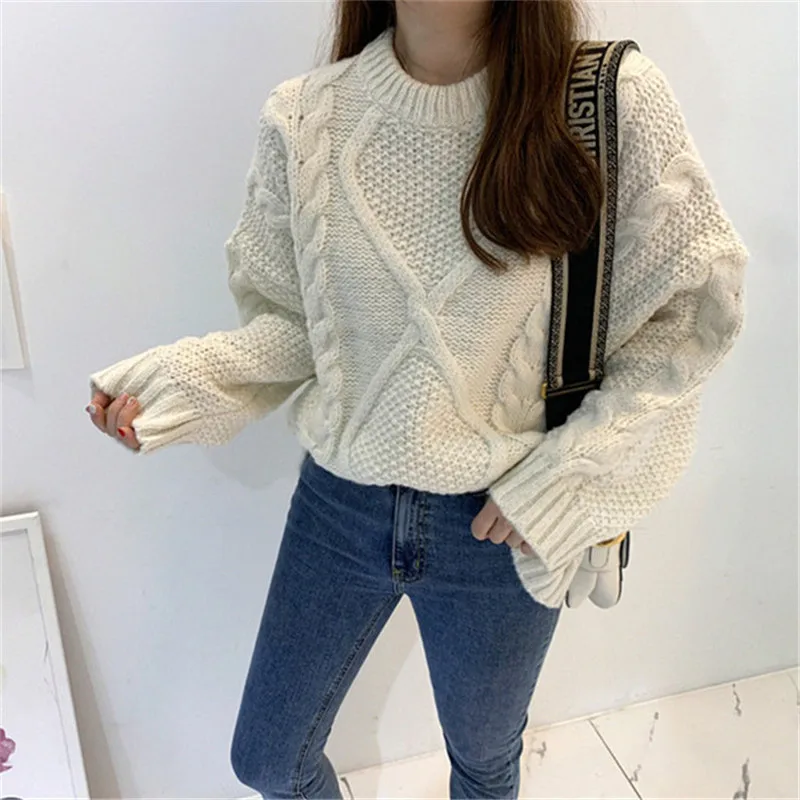 Женский пуловер RUGOD Ins Свободный в Корейском стиле с круглым вырезом и длинными