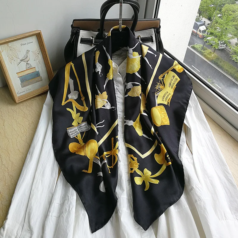 100% чистый шелк атлас квадратный большой шарф шаль обёрточная бумага Косынка 34 5