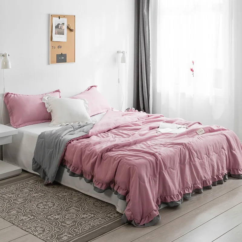 

Fashion pink Washing cotton Summer Quilt Blankets Comforter Bed Cover Quilting Suitable for Children Adults twin queen Bedding