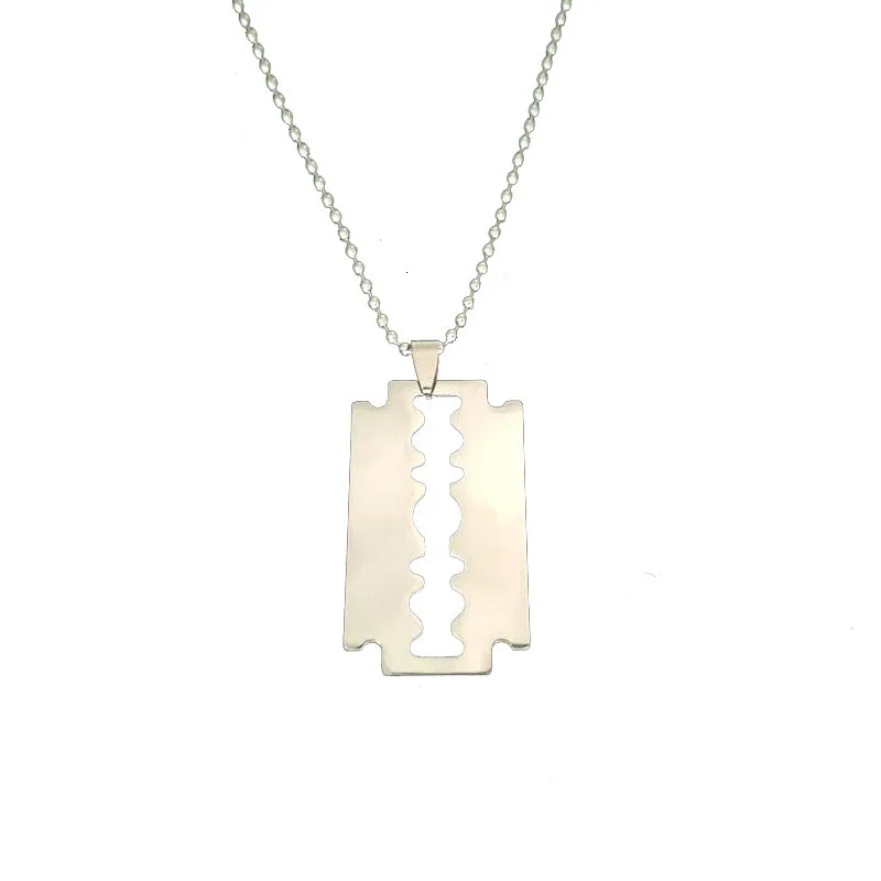Fashion personality Punk Blade Geometric Silver Pendant Chain Necklace Man Women Rock Jewelry