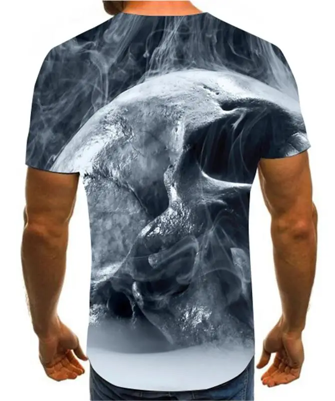 

2021 summer new men's T-shirt 3D printing T-shirt summer men's skull multicolor short-sleeved round neck top