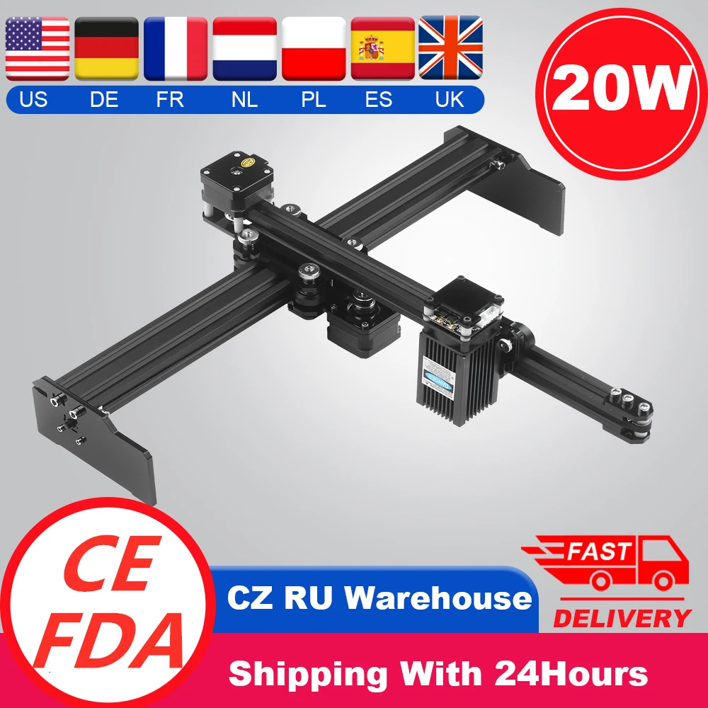 KKMOON 20 Вт лазерный гравировальный станок высокоскоростной Настольный мини гравер