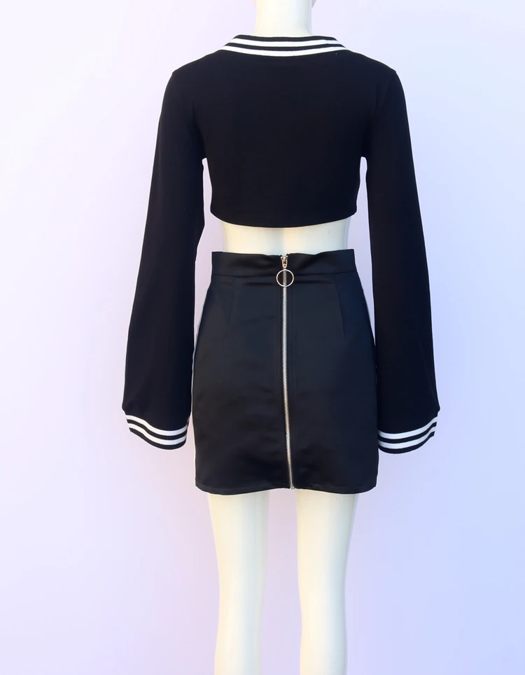 

kpop Seo Yea Ji IU Black tracksuit women skirt set Women's Dance Long Sleeve Tops Cute New two piece dress festival clothes