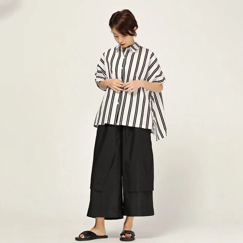 Женская Полосатая Рубашка с квадратным воротником CHICEVER Повседневная Свободная