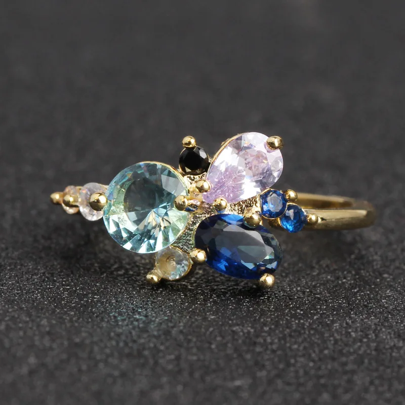 Женское кольцо с голубым кристаллом Русалочки подарок на день рождения