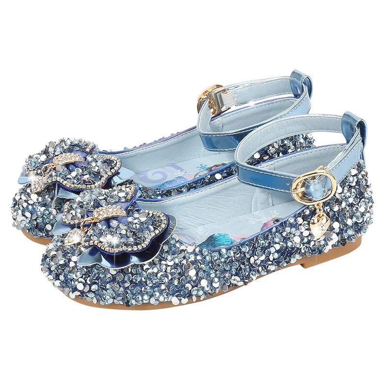 

Disney children shoes spring and autumn trend new girl soft bottom stage catwalk show Frozen Aisha Princess high heels for kids