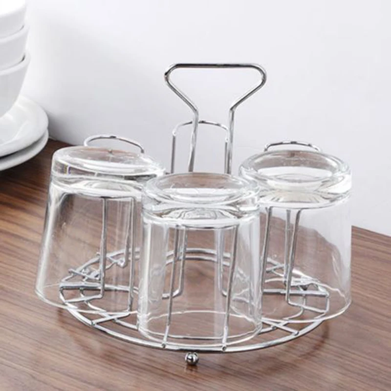 

6 Cups Kitchen Sink Drain Rack Storage Organizer Dish Drying Rack Holder Shelf Drainer Plastic Plate Cups Stand Display Holder