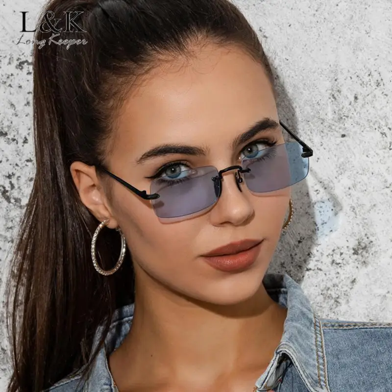 

Rimless Rectangle Sunglasses Women UV400 Driving Sun Glasses Men Female Summer Accessories Square Small Size UV400 Oculos